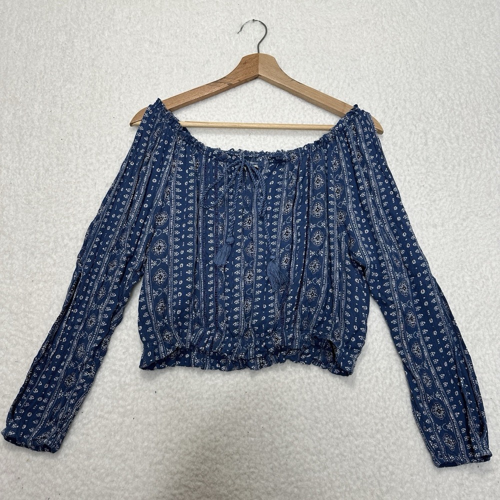 ABERCROMBIE & FITCH Cropped Penny Lane StyleBoho Cold Shoulder Top Size Medium